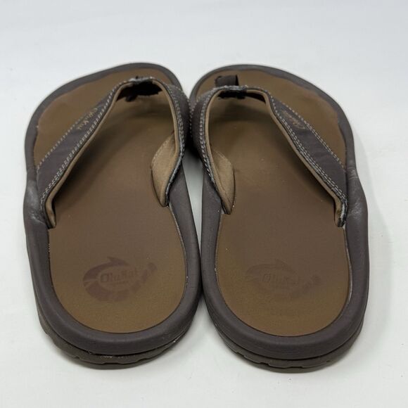Olukai Ohana Sandals Flip Flops Mens 10 Brown Thong Comfort Casual Beach Preppy - Picture 10 of 15